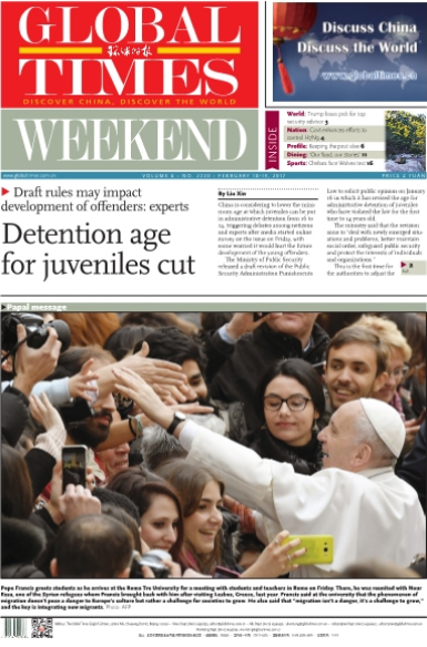 Papa Francesco sul Global Times