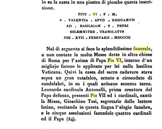 Dal Libro: Relazione delle avversità e patimenti del glorioso Papa Pio VI, composta da Mons. Pietro Baldassari - Modena, 1843